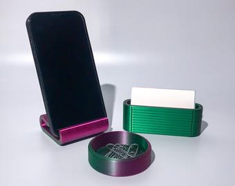 Desk Organizer Set with Business Card Holder,Phone Stand,Paperclip Holder, 3d Printed Office Desk Accessories, Desktop Organizer for Office