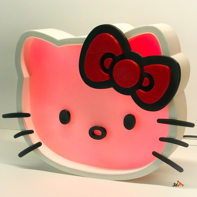 LED Table Lamp Hello Kitty Color Changing Remote Room Etsy