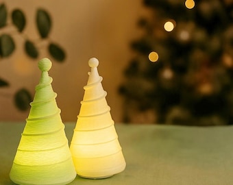 3D Printed Mini Christmas Tree with LED Tea Light: Holiday Mantel Decor