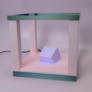Square table lamp for ambient light, 3D Printed RGB LED lamp for desk decor, Modern color changing desk lamp for cool home or office decor