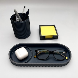 Desk Organizer Set with Pen Holder, Sticky Note Holder and Tray, 3d Printed Desk Accessories, Home Office Organizer, Desk Office Supplies