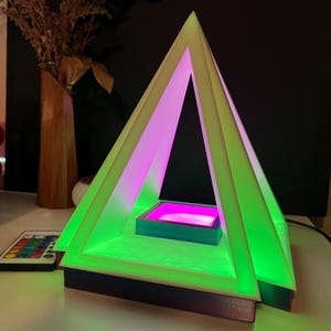 Pyramid LED Table Lamp With Color Changing Remote,3d Printed LED Lamp ...