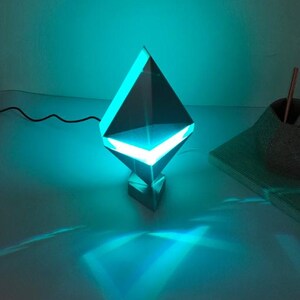 Modern Desk Lamp with RGB LED Lights, Unique Ethereum 3d Printed Lamp for Office Decor image 6