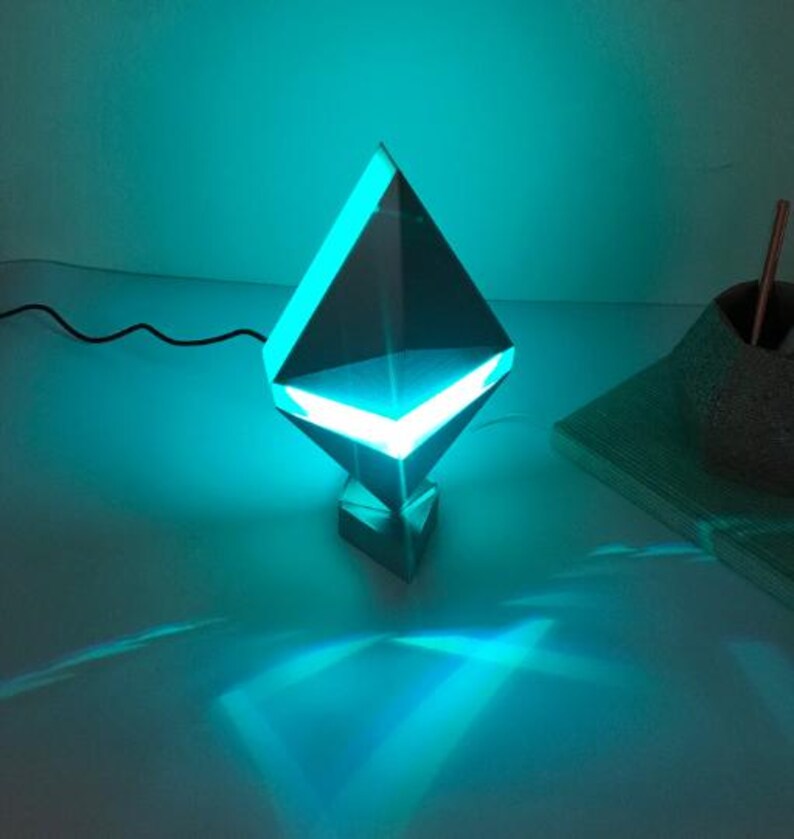 Modern Desk Lamp with RGB LED Lights, Unique Ethereum 3d Printed Lamp for Office Decor image 6