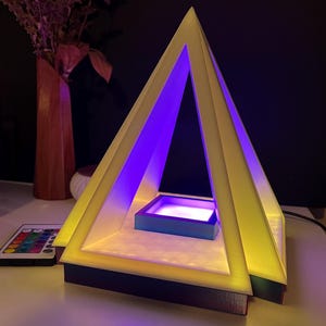 Pyramid LED Table Lamp With Color Changing Remote,3d Printed LED Lamp ...
