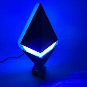 Modern Desk Lamp with RGB LED Lights, Unique Ethereum 3d Printed Lamp for Office Decor image 5