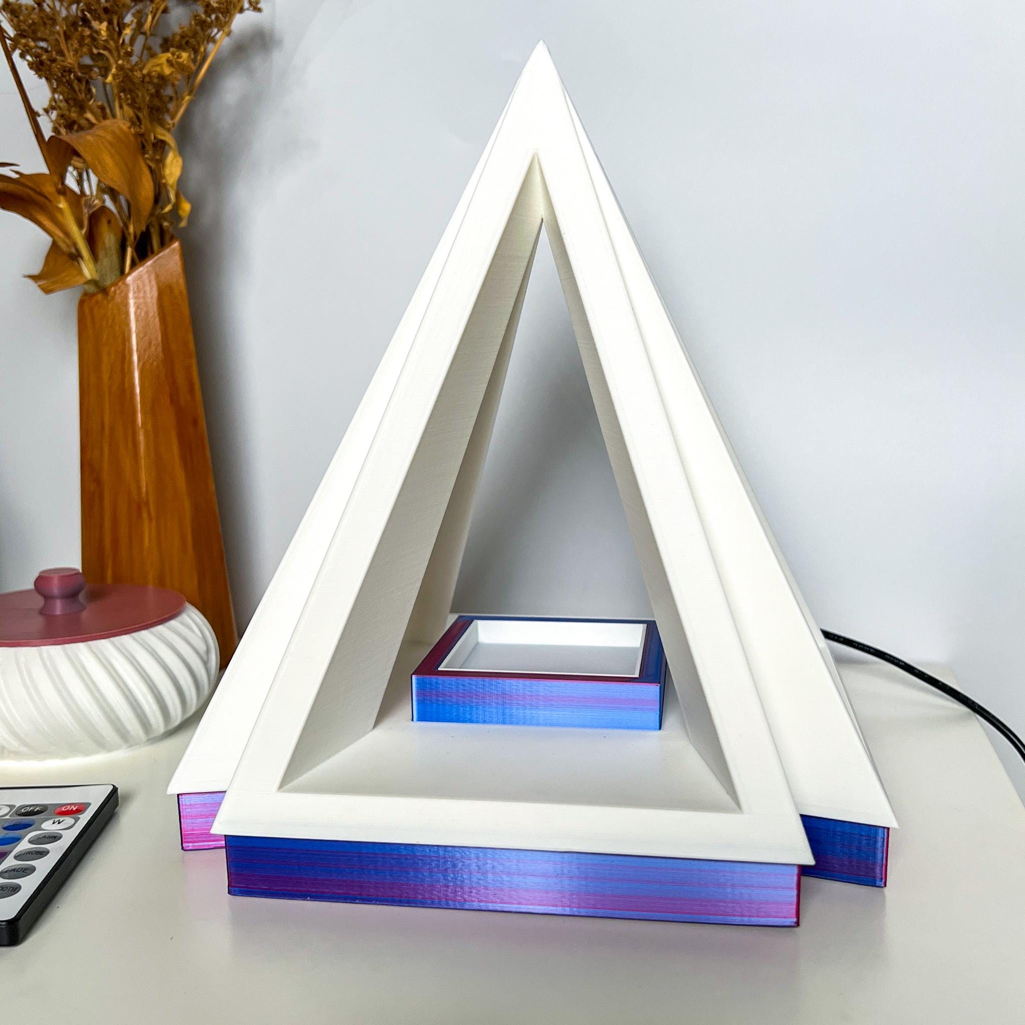 Pyramid LED Table Lamp With Color Changing Remote,3d Printed LED Lamp ...