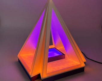 Pyramid LED Table Lamp with Color Changing Remote,3D Printed LED Lamp for decor,Cool Lamp,Modern Lamp for living room,night lamp,desk lamp