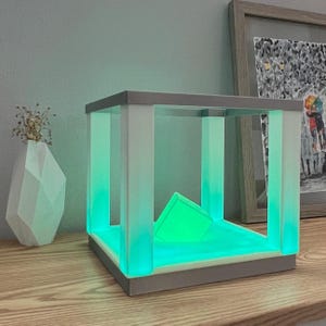 Square LED Table Lamp, Color Changing Desk Lamp,3D Printed LED Lamp, Room Decor Aesthetic Cozy Lighting,Bedside Lamp for Bedroom