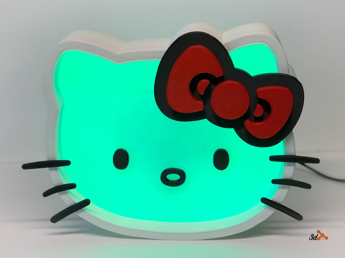 LED Table Lamp Hello Kitty Color Changing Remote Room Etsy