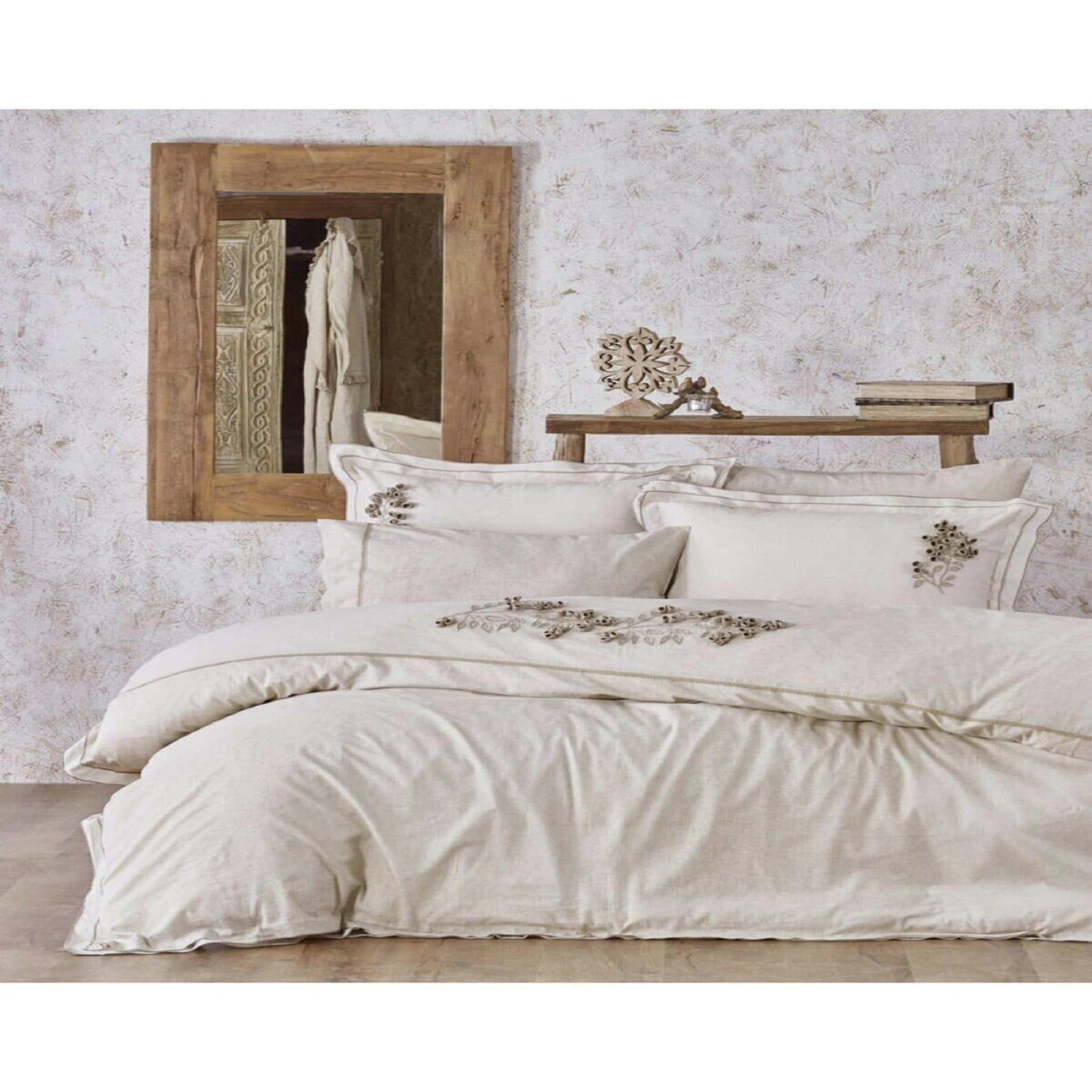 Linen Duvet Cover For Bedroom 4 Pc Beige Organic Cotton Etsy