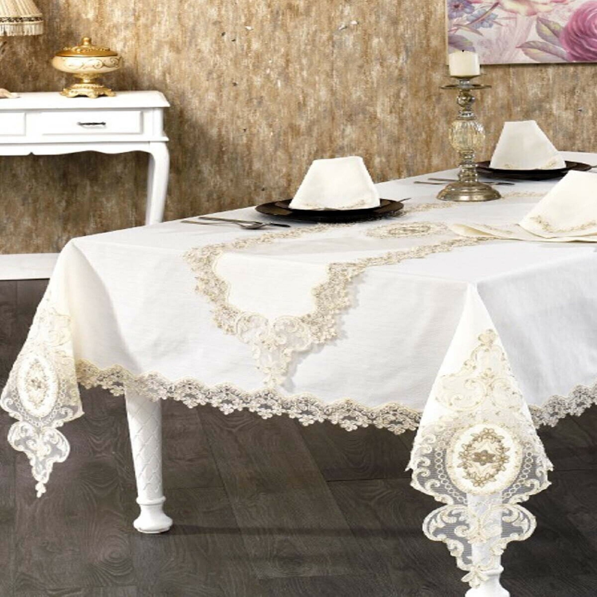 French Lace Tablecloth Luxury Lace Tablecloth Set 26 Etsy