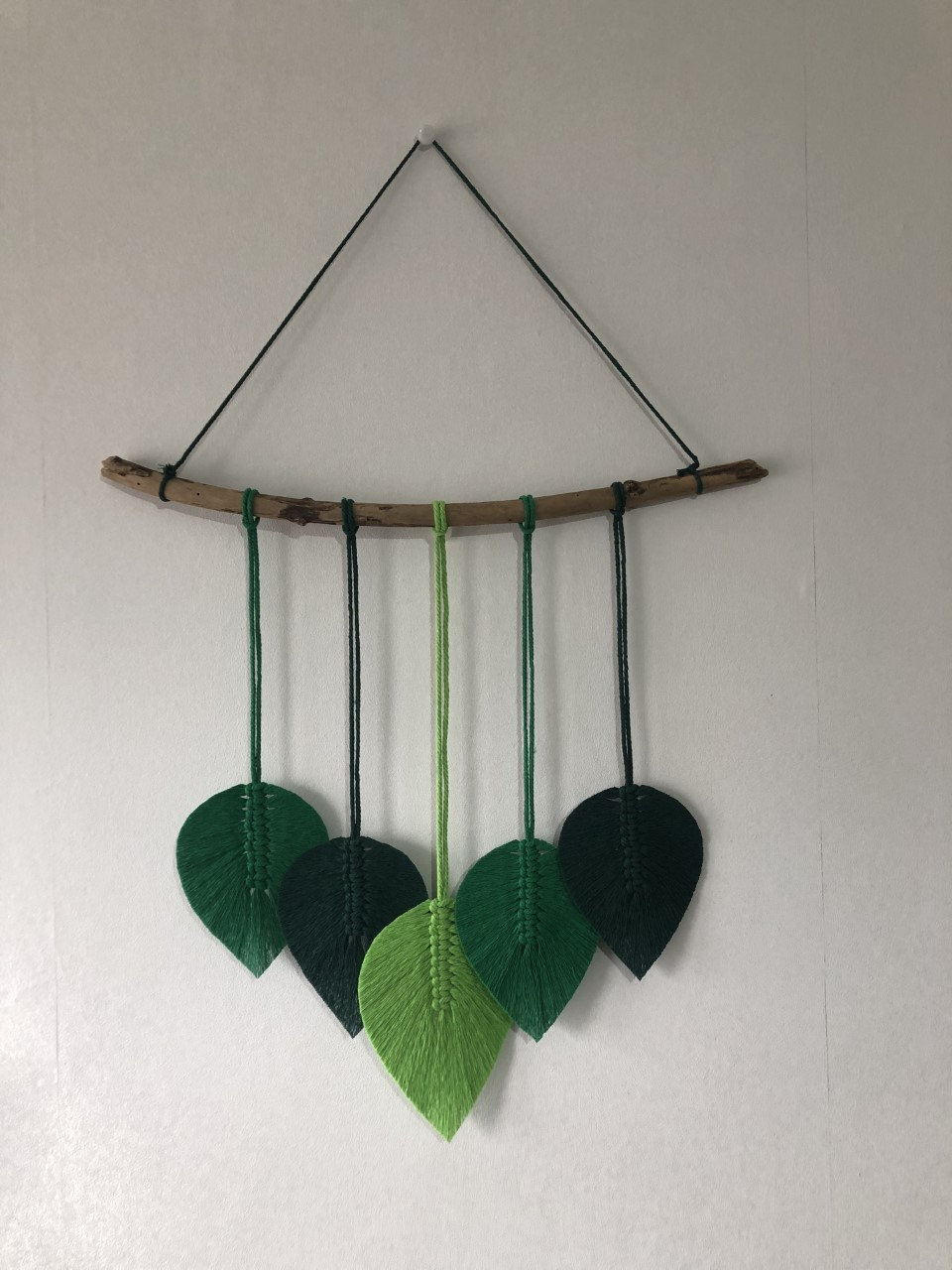 Suspension 5 Plumes Macramé Feuillage