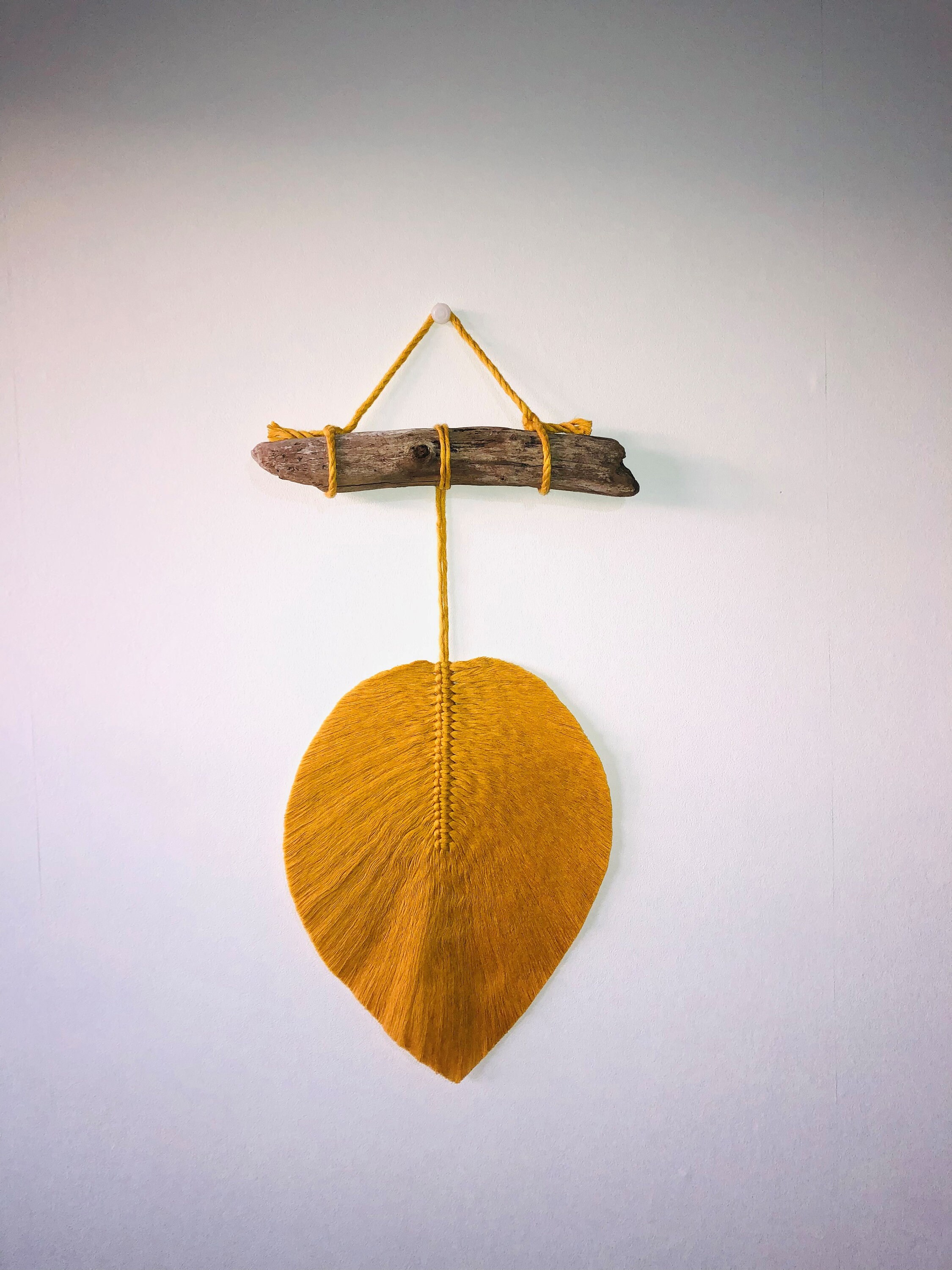 Plume Macramé Moutarde Bois Flotté