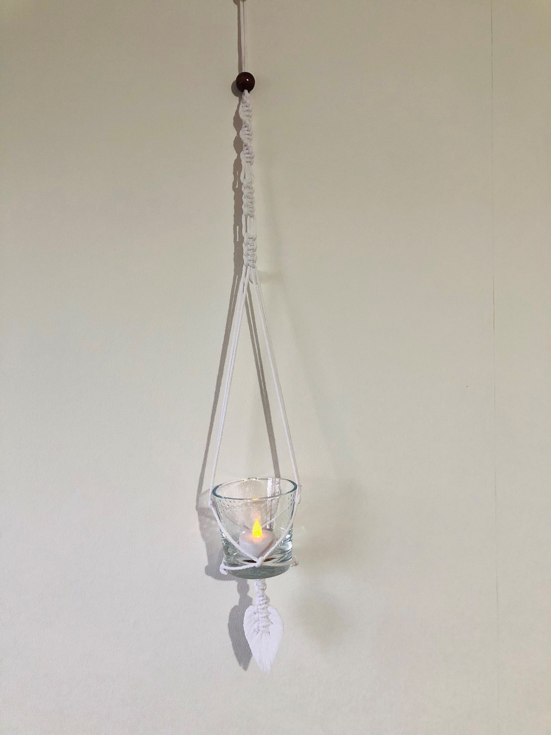 Suspension Photophore Blanche avec Perle