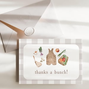 Grown with Love Farmer's Market babyshower bedankkaartsjabloon, lokaal geteelde babyshower, bewerkbare sjabloon, BEWERKEN MET CORJL