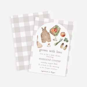 Mit Liebe gewachsen Markt Baby-Dusche-Einladungs-Vorlage, Bauernmarkt-Baby-Dusche-Einladungs-Vorlage, bearbeitbare Vorlage