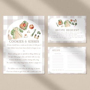 Grown with Love Girl Market Babyshower-receptpakket met koekjesrecept, bewerkbare lege receptkaart en kaartsjabloon voor dessertrecept