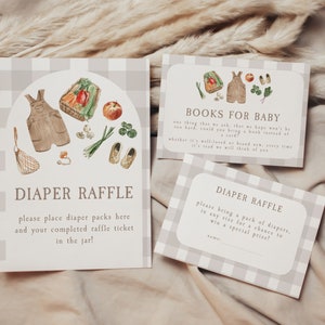Geteeld met liefde markt douche luier loterij, boeken voor babybundel, lokaal geteelde babyluier loterij, boeken voor babykaart bewerkbare sjabloon