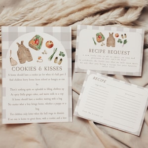 Grown with Love Market Baby Shower Cookie Receptaanvraagbundel, bewerkbare blanco receptkaart en dessertreceptaanvraagkaartsjabloon