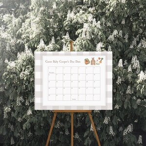 Mit Liebe gewachsen Markt Babyparty Rate das Fälligkeitsdatum Zeichen Poster, lokal gewachsen Baby Bauernmarkt Fälligkeit Kalender Ratespiel