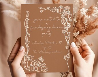 Friendsgiving Dinner Party Einladung, Herbst Potluck Invite (Digitale Vorlage)