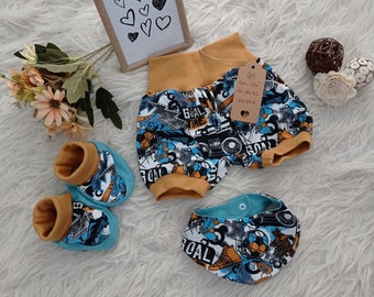 Baby set "Ole" - short pump pants, scarf and shoes