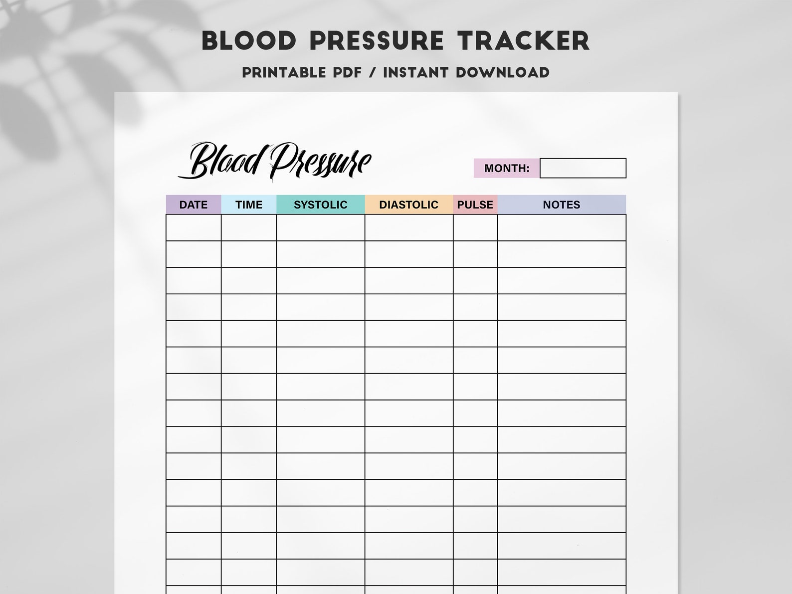 Monthly Blood Pressure Tracker Printable Blood Pressure Log - Etsy UK