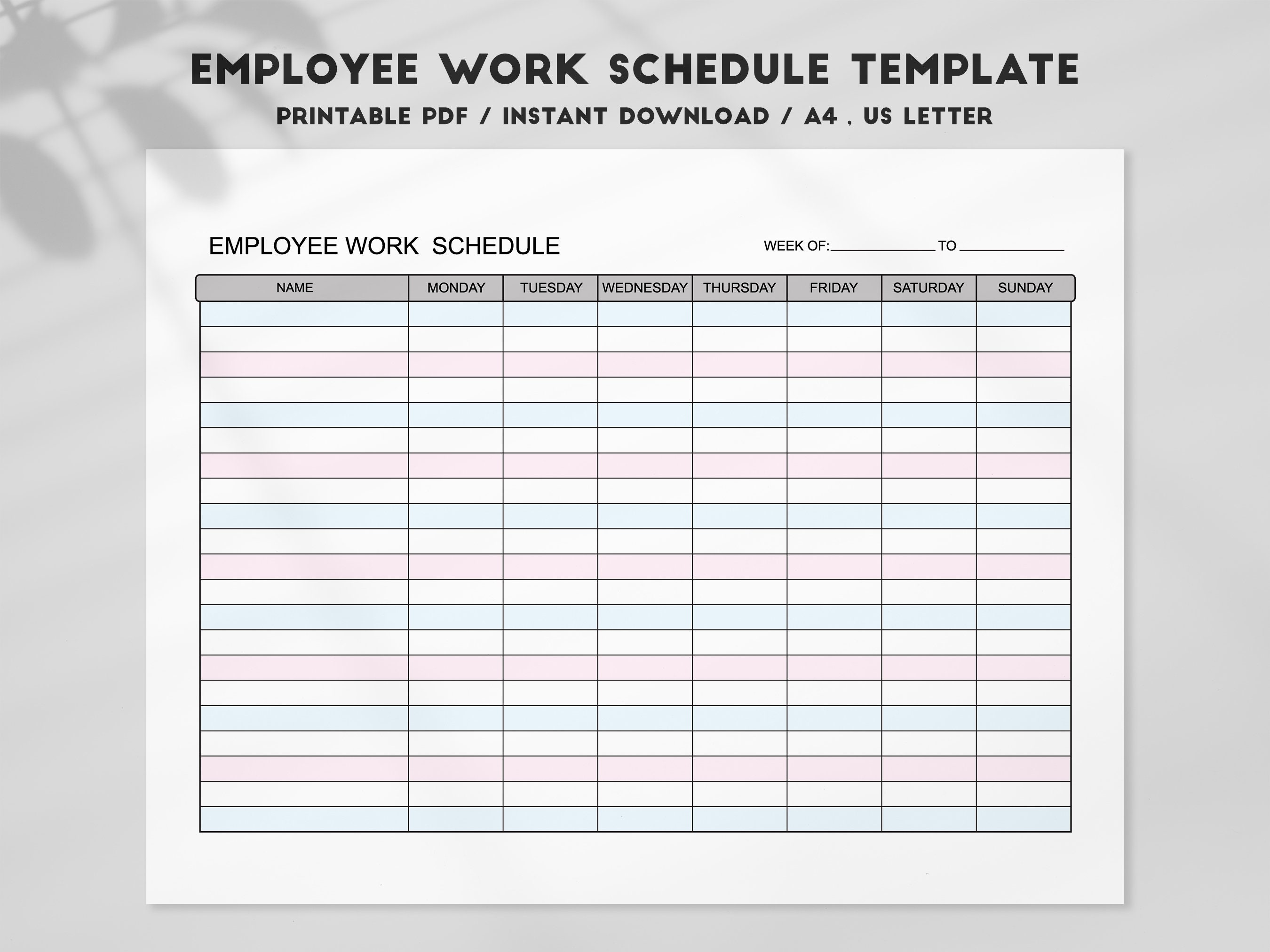 Printable Monthly Employee Schedule Templates Time Clock Wizard - Riset