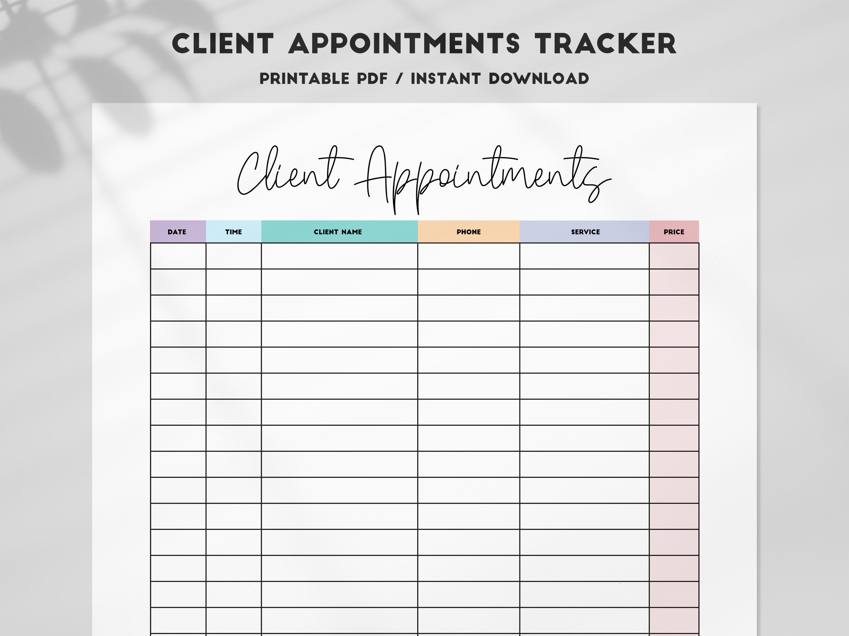 Client Appointment Tracker Printable Appointment Log | Etsy