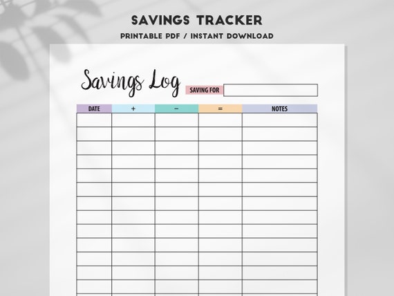 Savings Log Printable Money Saving Inserts Savings Tracker - Etsy Australia