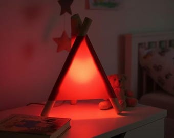 Copper Color Tent Table Lamp, Minimalist Lighting, Wood Bulb, Home Decor, Organic  Refined Design