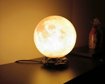 Realistic Moon Lamp with Craters  Warm Amber Night Light  Aesthetic Bedroom Decor  Unique Gift