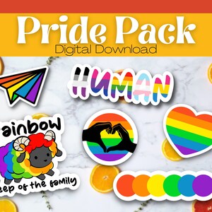 6 Pride Sticker Designs Digital Download