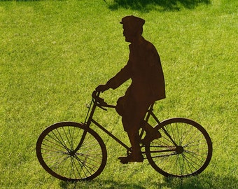 Edelrost Fahrradfahrer Gustav - Edelostfigur - Gartendeko