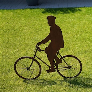 Cycliste patiné Gustav figurine en pierre précieuse décoration de jardin image 1