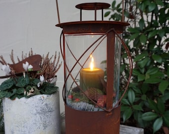 Lanterna patinata "Bella" - decorazione da giardino - rustica - ruggine