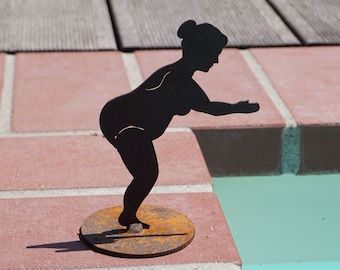 Bathing mermaid "DORA" - patina - edge stool - garden stake