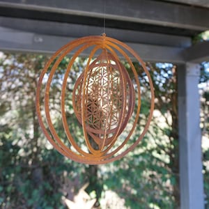 Wind chime Flower of Life patina garden decoration patio decoration image 2