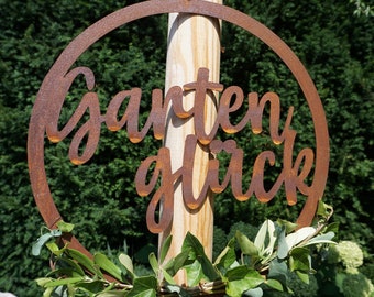 Schild "Gartenglück" - Edelrost - Dekoring - Rostdeko - Garten