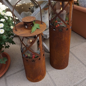 Patina lantern "Stella" - garden decoration - rustic - rust