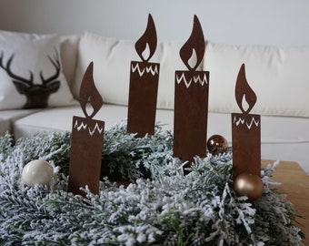 Rust candles for sticking, set of 2 - decorative candles - fire - flame