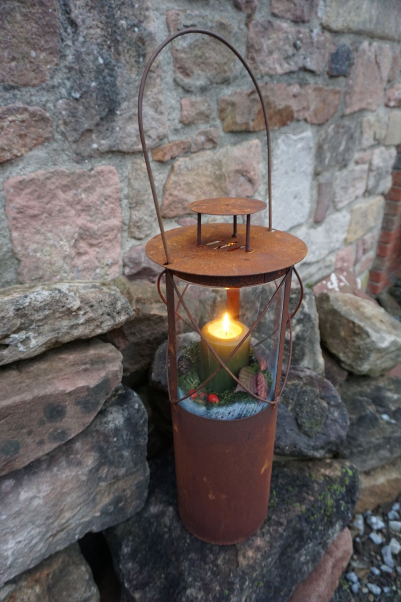 Patina lantern Bella garden decoration rustic rust image 5