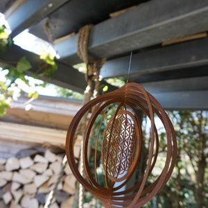 Wind chime Flower of Life patina garden decoration patio decoration image 5