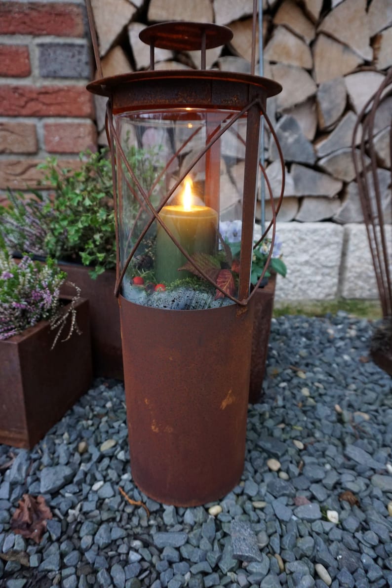 Patina lantern Bella garden decoration rustic rust image 4