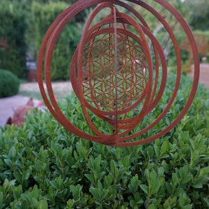 Wind chime Flower of Life patina garden decoration patio decoration image 8