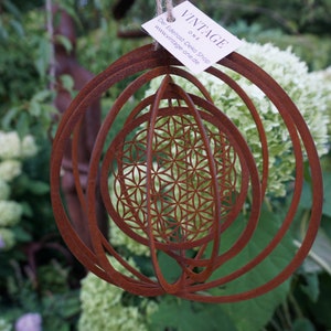 Wind chime Flower of Life patina garden decoration patio decoration image 7
