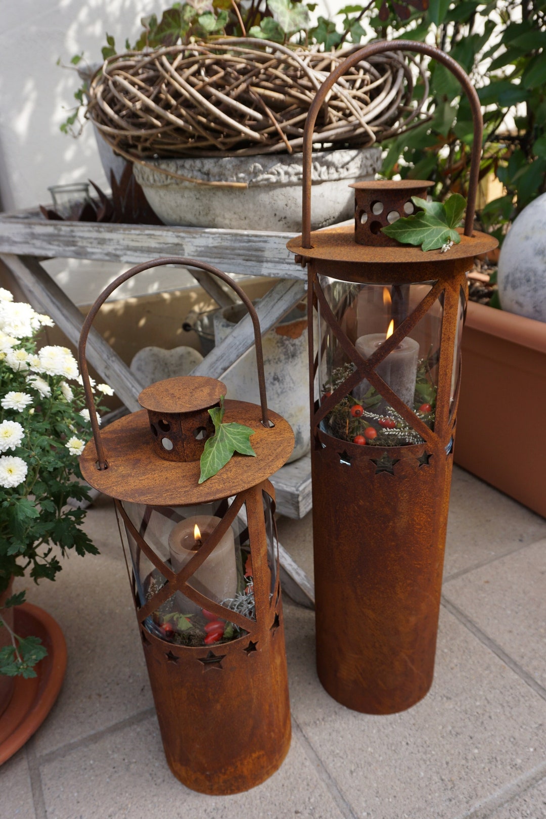 Elegantes Laterne Rost Outdoor Bilder