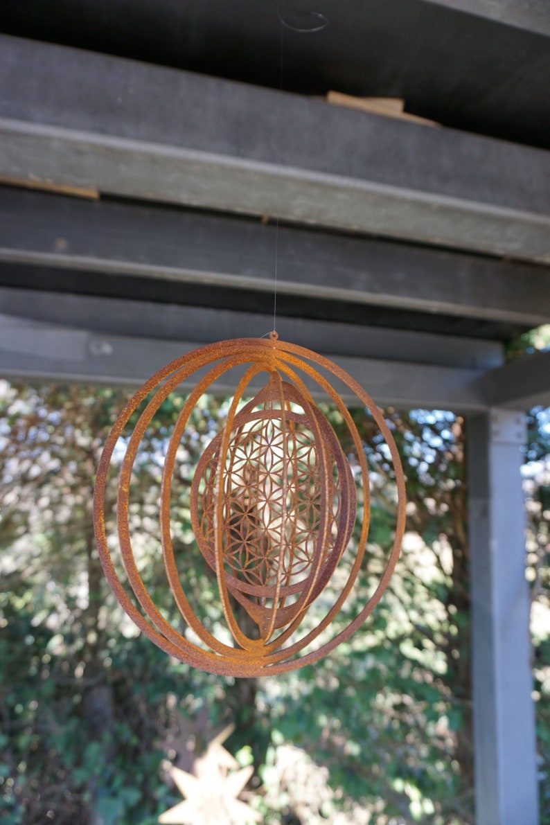 Wind chime Flower of Life patina garden decoration patio decoration image 2