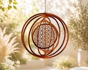 The original! Wind chime "Flower of Life" - solid - high-quality - including cord and hook for hanging - a gift for any occasion!